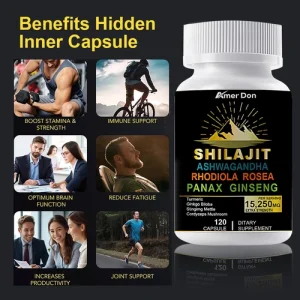 Himalayan Shilajit 9000mg 120Caps 100% Pure Extract Fulvic Acid for Energy Boost